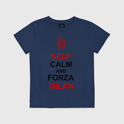 Футболка хлопковая детская Keep Calm & Forza Milan, цвет: тёмно-синий
