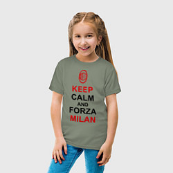 Футболка хлопковая детская Keep Calm & Forza Milan, цвет: авокадо — фото 2