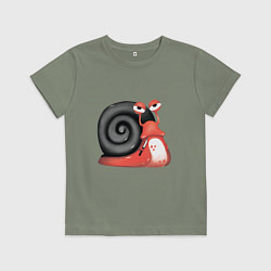 Футболка хлопковая детская Боевая улитка, цвет: авокадо