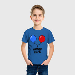 Футболка хлопковая детская Зачетные шары цвета синий — фото 2