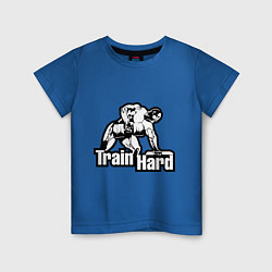 Футболка хлопковая детская Train Hard цвета синий — фото 1