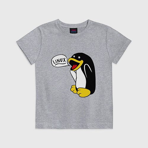 Детская футболка Пингвин: Linux / Меланж – фото 1