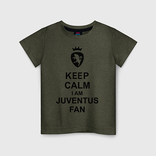 Детская футболка Keep Calm & Juventus fan / Меланж-хаки – фото 1