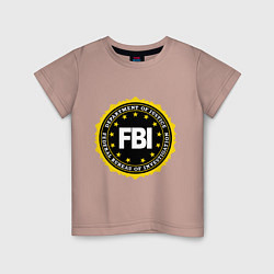 Футболка хлопковая детская FBI Departament, цвет: пыльно-розовый