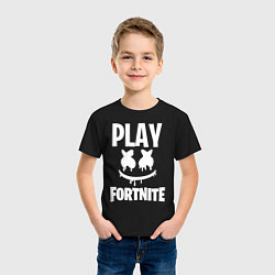 Футболка хлопковая детская Marshmello: Play Fortnite, цвет: черный — фото 2