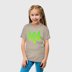 Футболка хлопковая детская Watch Dogs: Green Logo, цвет: миндальный — фото 2