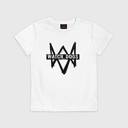 Футболка хлопковая детская Watch Dogs: Black Logo, цвет: белый