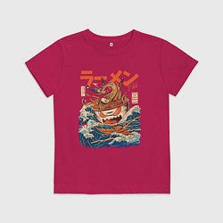 Футболка хлопковая детская Great Ramen: Kanagawa, цвет: маджента