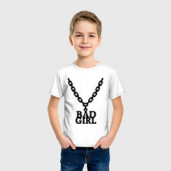 Футболка хлопковая детская Bad girl chain, цвет: белый — фото 2