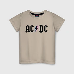 Футболка хлопковая детская AC/DC, цвет: миндальный