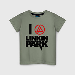 Футболка хлопковая детская I love Linkin Park, цвет: авокадо