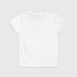 Футболка хлопковая детская Eat, Sleep, Apex, Repeat, цвет: белый