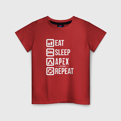 Детская футболка Eat, Sleep, Apex, Repeat / Красный – фото 1