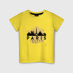 Футболка хлопковая детская Париж - Франция цвета желтый — фото 1