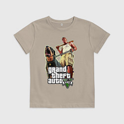 Футболка хлопковая детская GTA 5: Man & Dog, цвет: миндальный