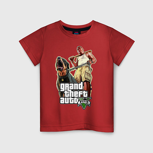 Детская футболка GTA V: Man & Dog Dark / Красный – фото 1