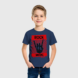 Футболка хлопковая детская Rock music: bones, цвет: тёмно-синий — фото 2