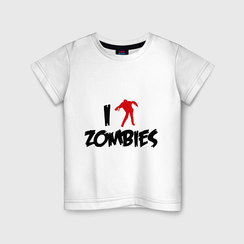Детская футболка I love Zombies (Я люблю зомби) / Белый – фото 1