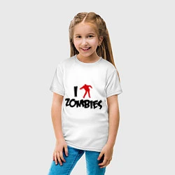 Футболка хлопковая детская I love Zombies (Я люблю зомби), цвет: белый — фото 2