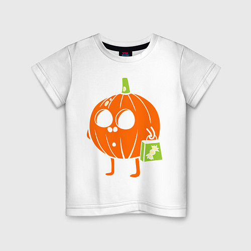 Детская футболка Тыква с пакетом / Белый – фото 1