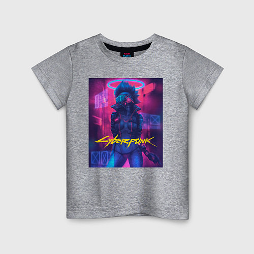 Детская футболка Cyberpunk 2077: Neon Warrior / Меланж – фото 1