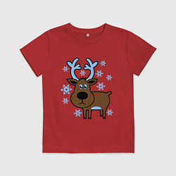 Детская футболка Олень и снежинки