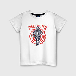 Футболка хлопковая детская Fire fighter, цвет: белый