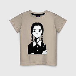 Футболка хлопковая детская Wednesday Addams, цвет: миндальный