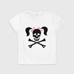 Футболка хлопковая детская Девочка пиратка, цвет: белый