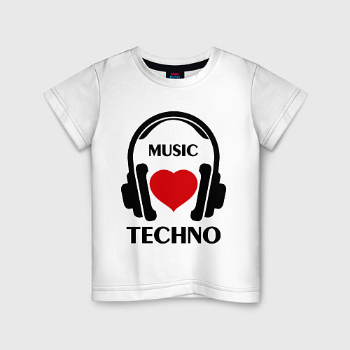 Детская футболка Techno Music is Love / Белый – фото 1