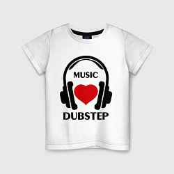 Футболка хлопковая детская Dubstep Music is Love, цвет: белый