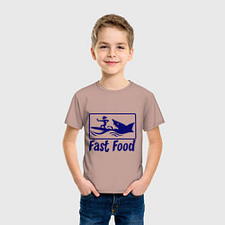 Футболка хлопковая детская Shark fast food, цвет: пыльно-розовый — фото 2