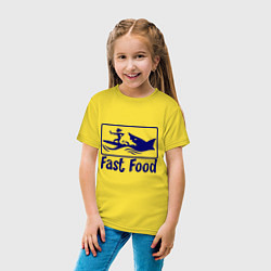 Футболка хлопковая детская Shark fast food, цвет: желтый — фото 2
