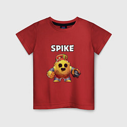 Футболка хлопковая детская Brawl Stars Spike Robot, цвет: красный