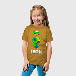 Футболка хлопковая детская BRAWL STARS LEON, цвет: горчичный — фото 2