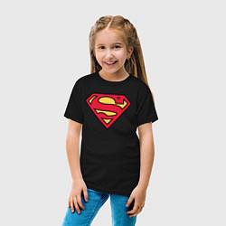 Футболка хлопковая детская Superman logo, цвет: черный — фото 2