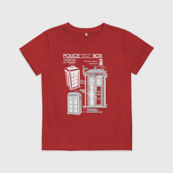 Футболка хлопковая детская Доктор Кто, ТАРДИС, цвет: красный