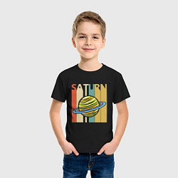 Футболка хлопковая детская Сатурн, цвет: черный — фото 2