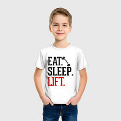 Футболка хлопковая детская Eat, sleep, lift, цвет: белый — фото 2