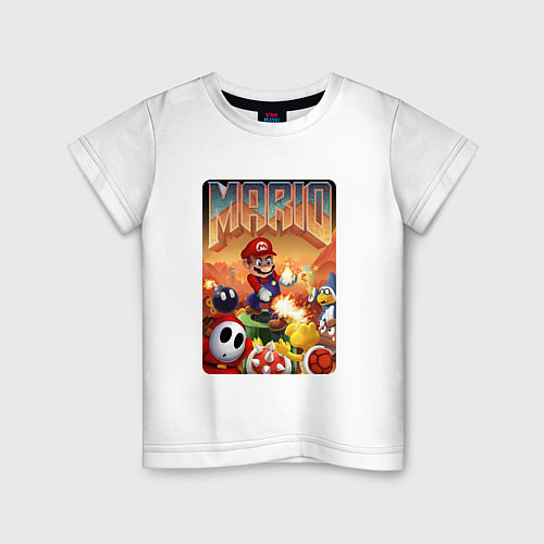 Детская футболка Mario в стиле Doom / Белый – фото 1