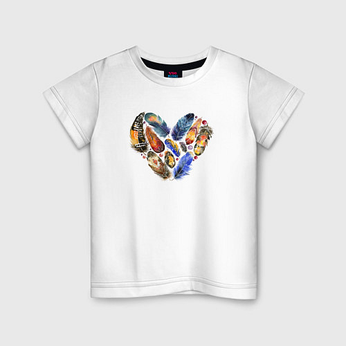 Детская футболка Сердце Из Перьев / Белый – фото 1