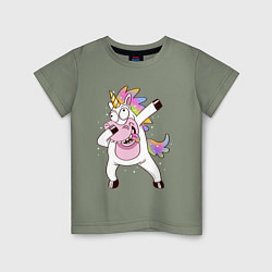 Футболка хлопковая детская Dabbing Unicorn, цвет: авокадо