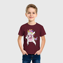 Футболка хлопковая детская Dabbing Unicorn, цвет: меланж-бордовый — фото 2