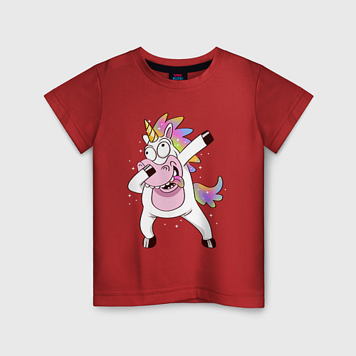 Детская футболка Dabbing Unicorn / Красный – фото 1