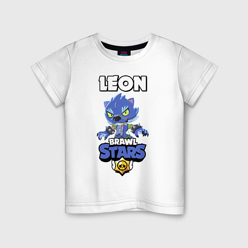 Детская футболка BRAWL STARS ОБОРОТЕНЬ LEON / Белый – фото 1