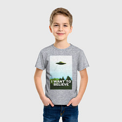 Футболка хлопковая детская I WANT TO BELIEVE, цвет: меланж — фото 2