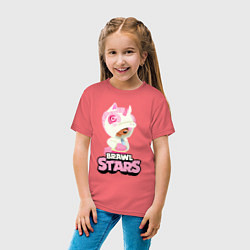 Футболка хлопковая детская Leon Unicorn Brawl Stars цвета коралловый — фото 2