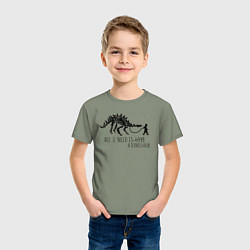 Футболка хлопковая детская All a need is dinosaur, цвет: авокадо — фото 2