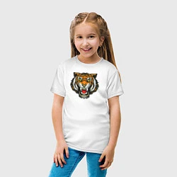 Футболка хлопковая детская Тигр, цвет: белый — фото 2