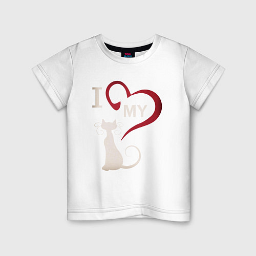 Детская футболка I Love My Cat / Белый – фото 1